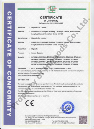 Certificat de conformité CE LVD